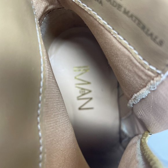 Iman Womens Tan Suede & Leather Side Zip Heel Booties Size 8 - Picture 11 of 14